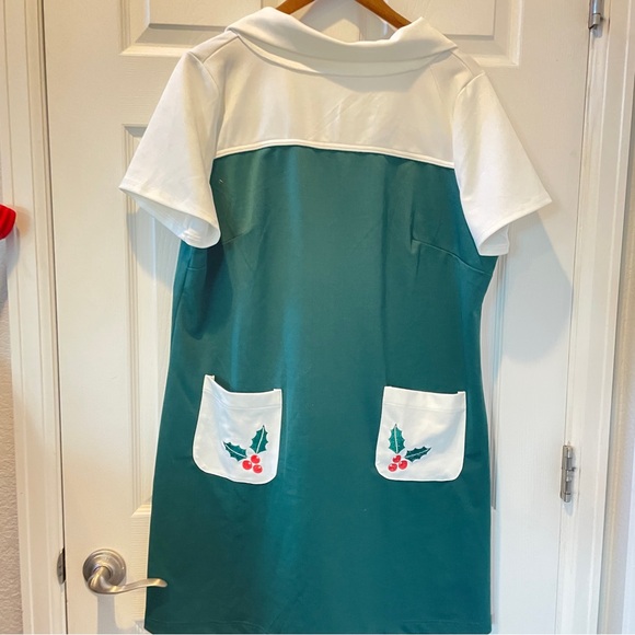 Smak Parlour Mod 60s Chic Green Holiday Christmas Mini Dress - Picture 4 of 5